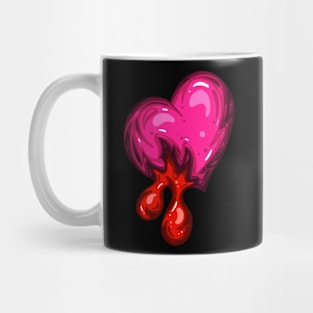 Pink Dead Zombie Heart Cartoon Illustration with Blood and for Valentines Day or Halloween Mug